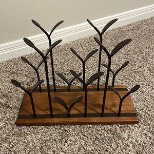 Wood and metal wine rack